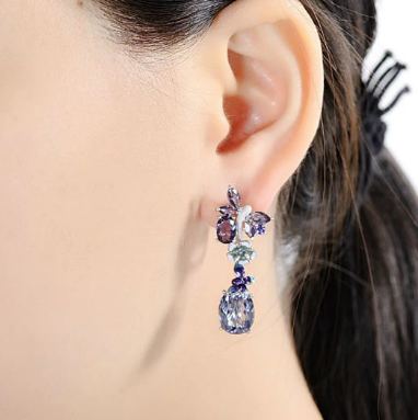 Maurya Boda Amethyst Push Back Earrings with Diamonds